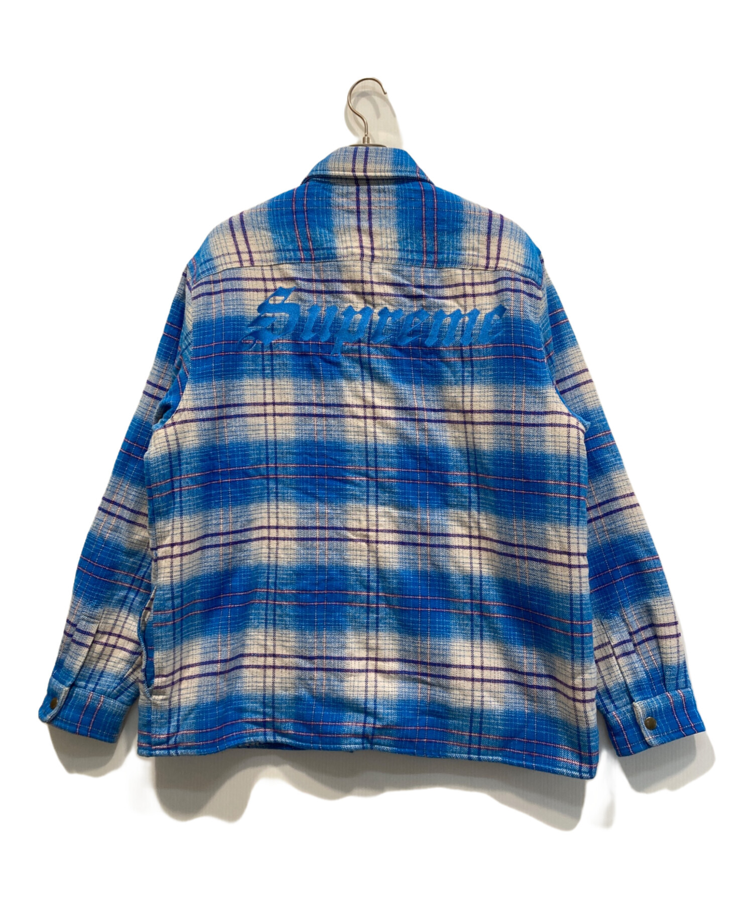 Supreme (シュプリーム) Lined Flannel Snap Shirt ブルー×アイボリー サイズ:L