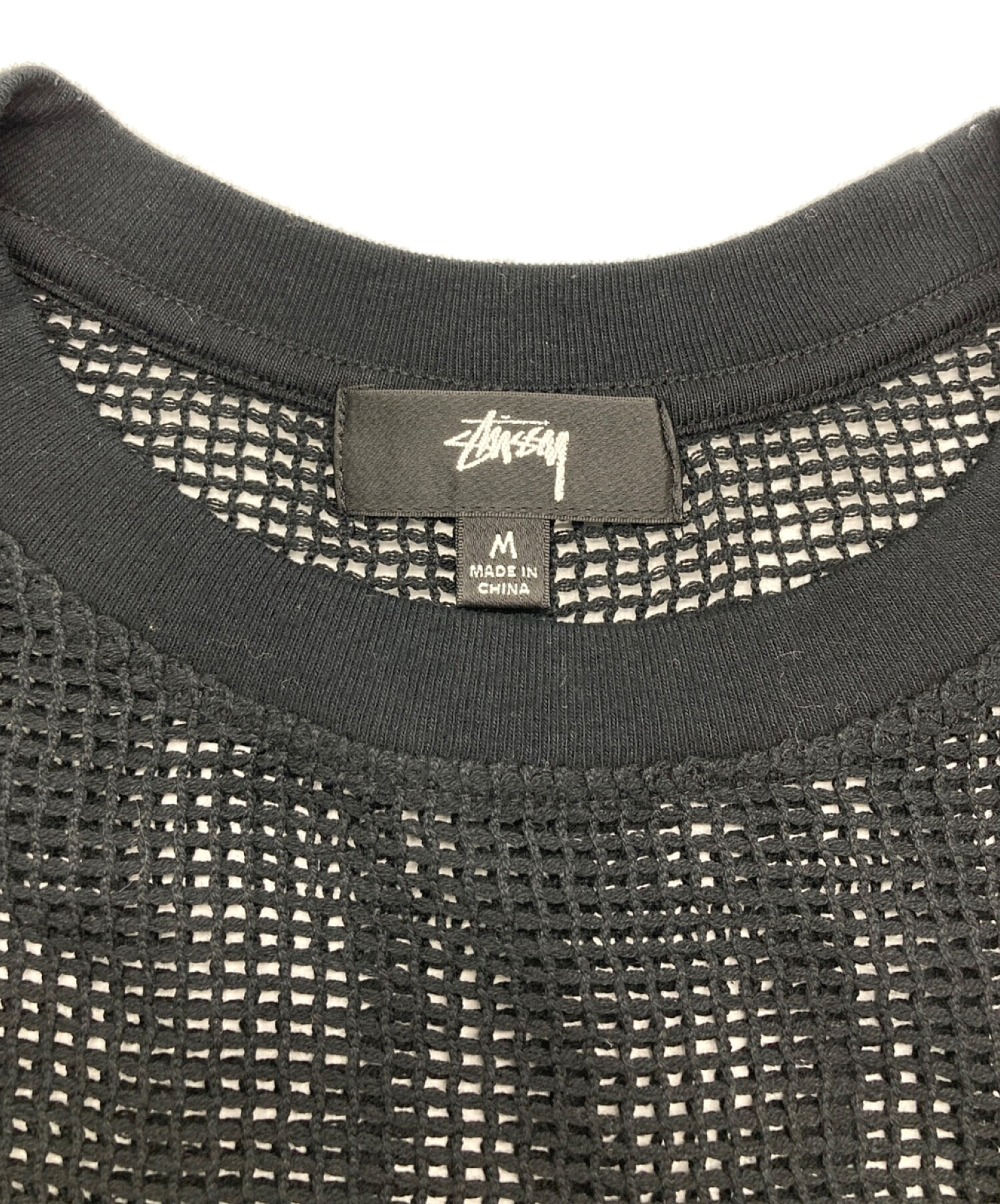 stussy (ステューシー) COTTON MESH SS CREW ブラック サイズ:M