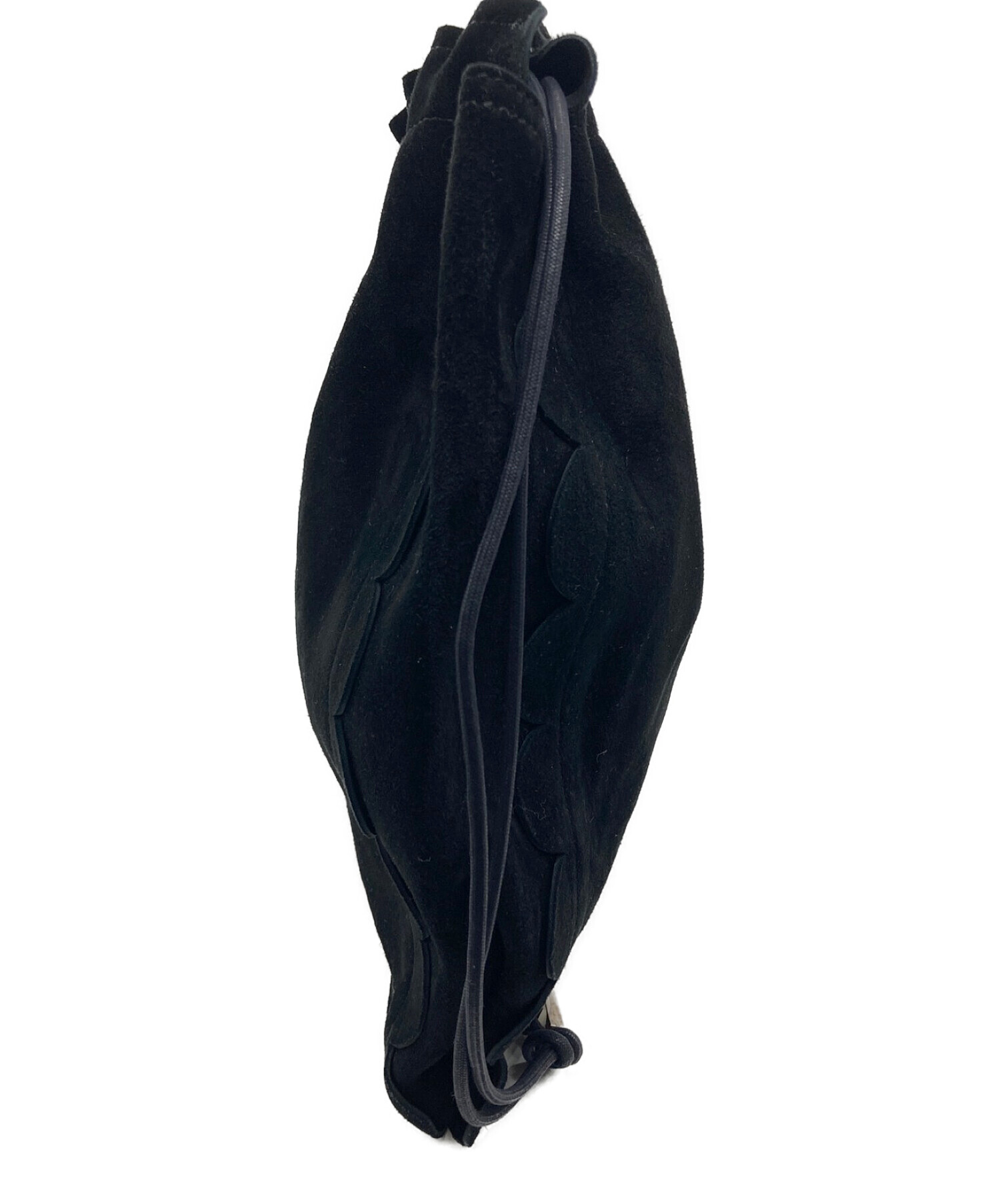 LUDLOW (ラドロー) レザースカラップ巾着バッグ ブラック