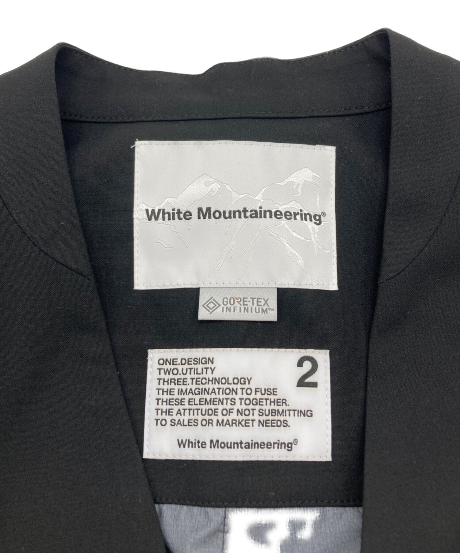 中古・古着通販】WHITE MOUNTAINEERING (ホワイトマウンテ二アニング) ゴアテックスインフィニウムノーカラージャケット ブラック  サイズ:2 未使用品｜ブランド・古着通販 トレファク公式【TREFAC FASHION】スマホサイト