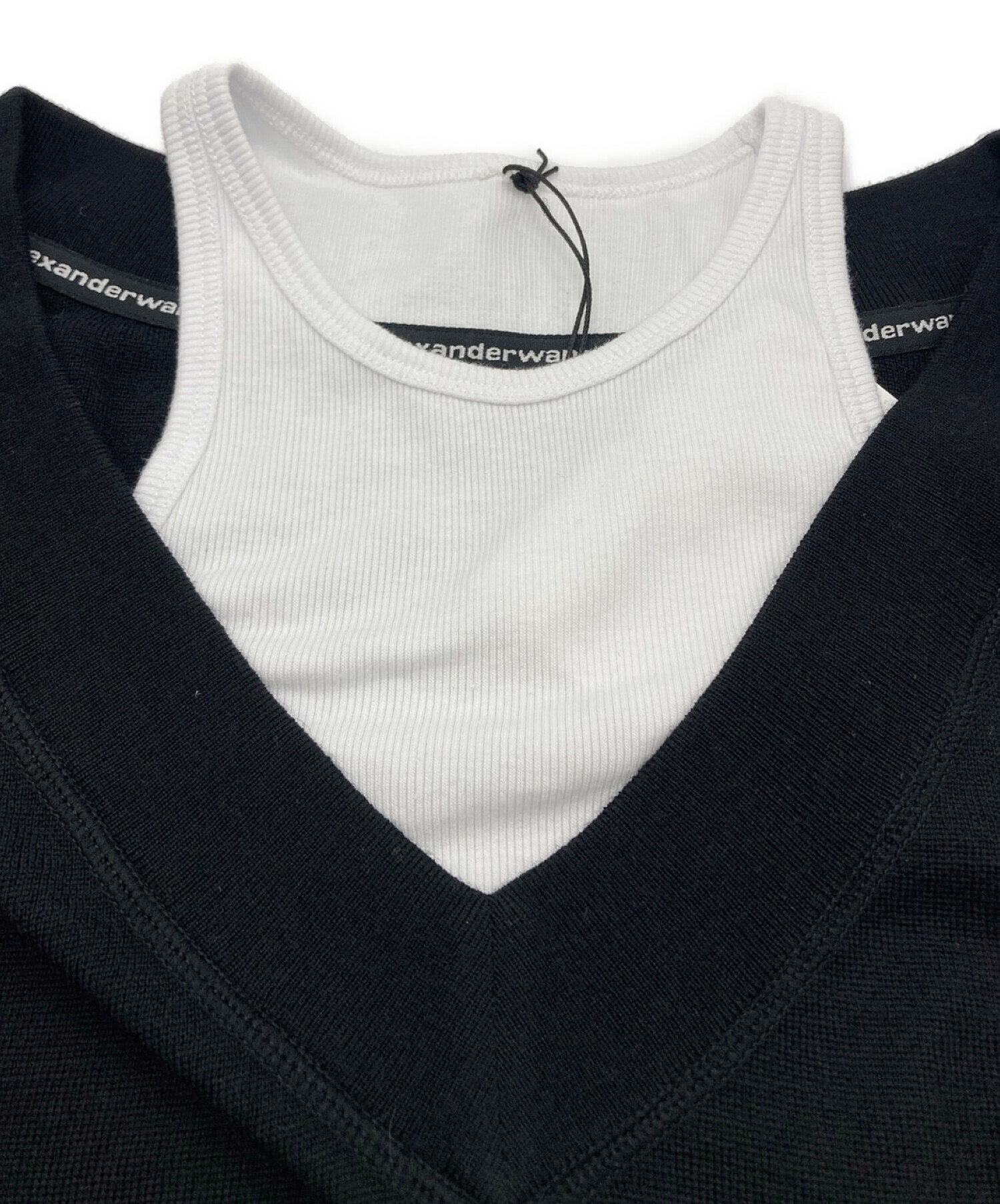 ALEXANDER WANG (アレキサンダーワン) レイヤードウールニットワンピース ブラック サイズ:XS 未使用品