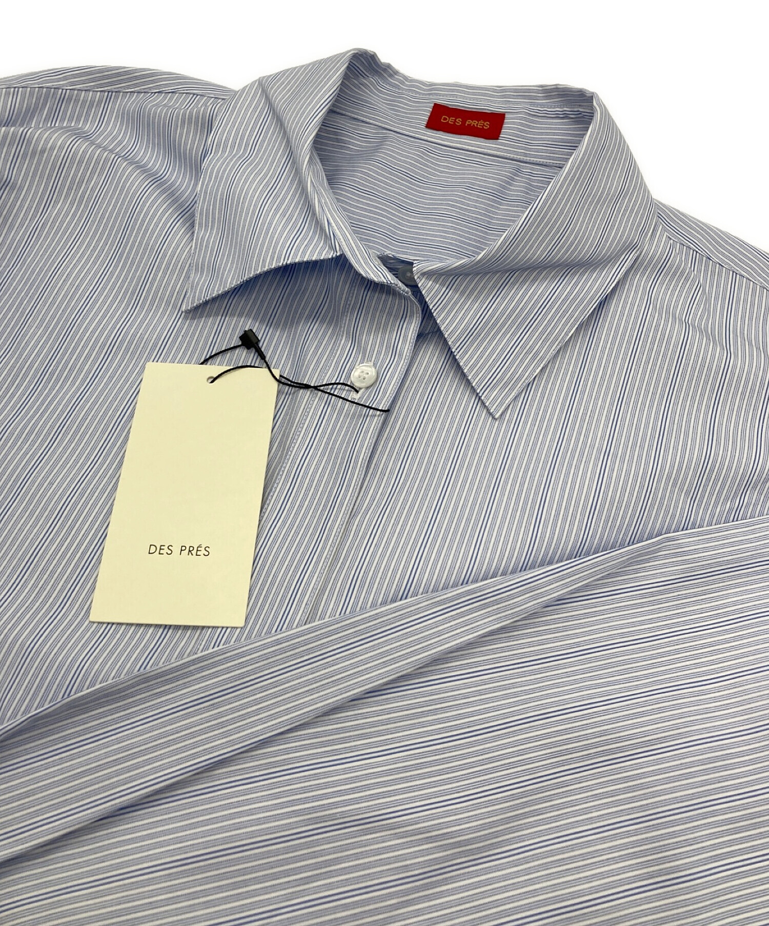 DES PRES (デ プレ) ギザコットンストライプ オーバーサイズドシャツ スカイブルー サイズ:40 未使用品
