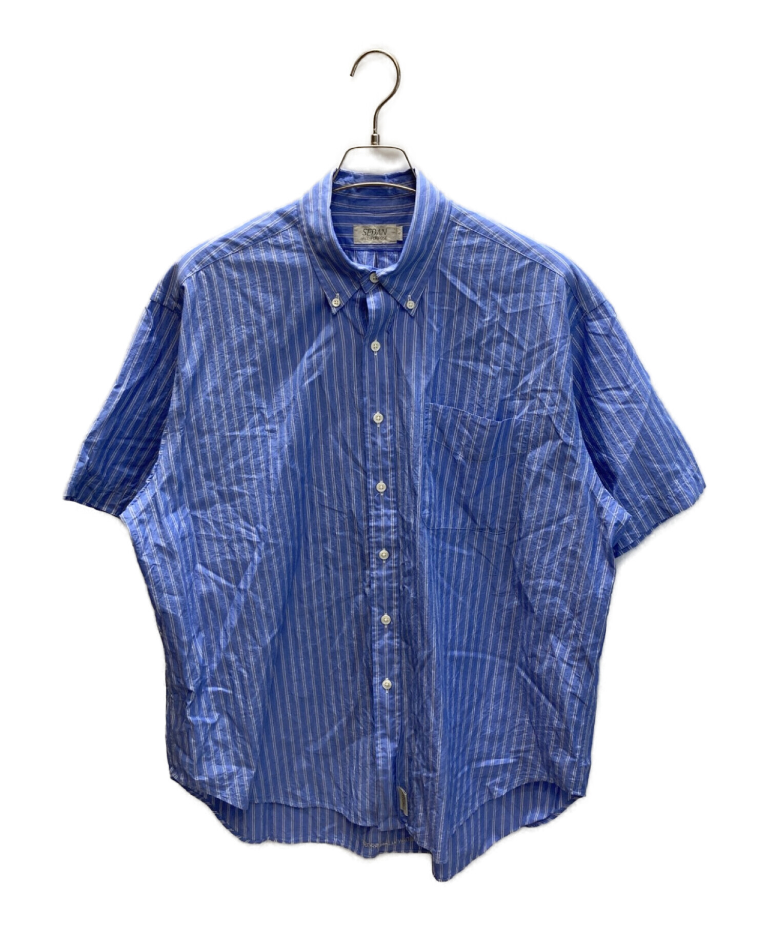 SEDAN ALL-PURPOSE (セダンオールパーパス) STRIPED BIG BD Short Sleeve SHIRT ブルー サイズ:L