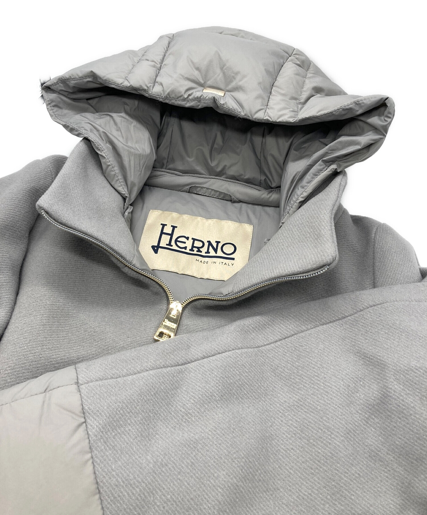 中古・古着通販】HERNO (ヘルノ) ウールMIX フーテッド ダウンコート グレー サイズ:42｜ブランド・古着通販 トレファク公式【TREFAC  FASHION】スマホサイト