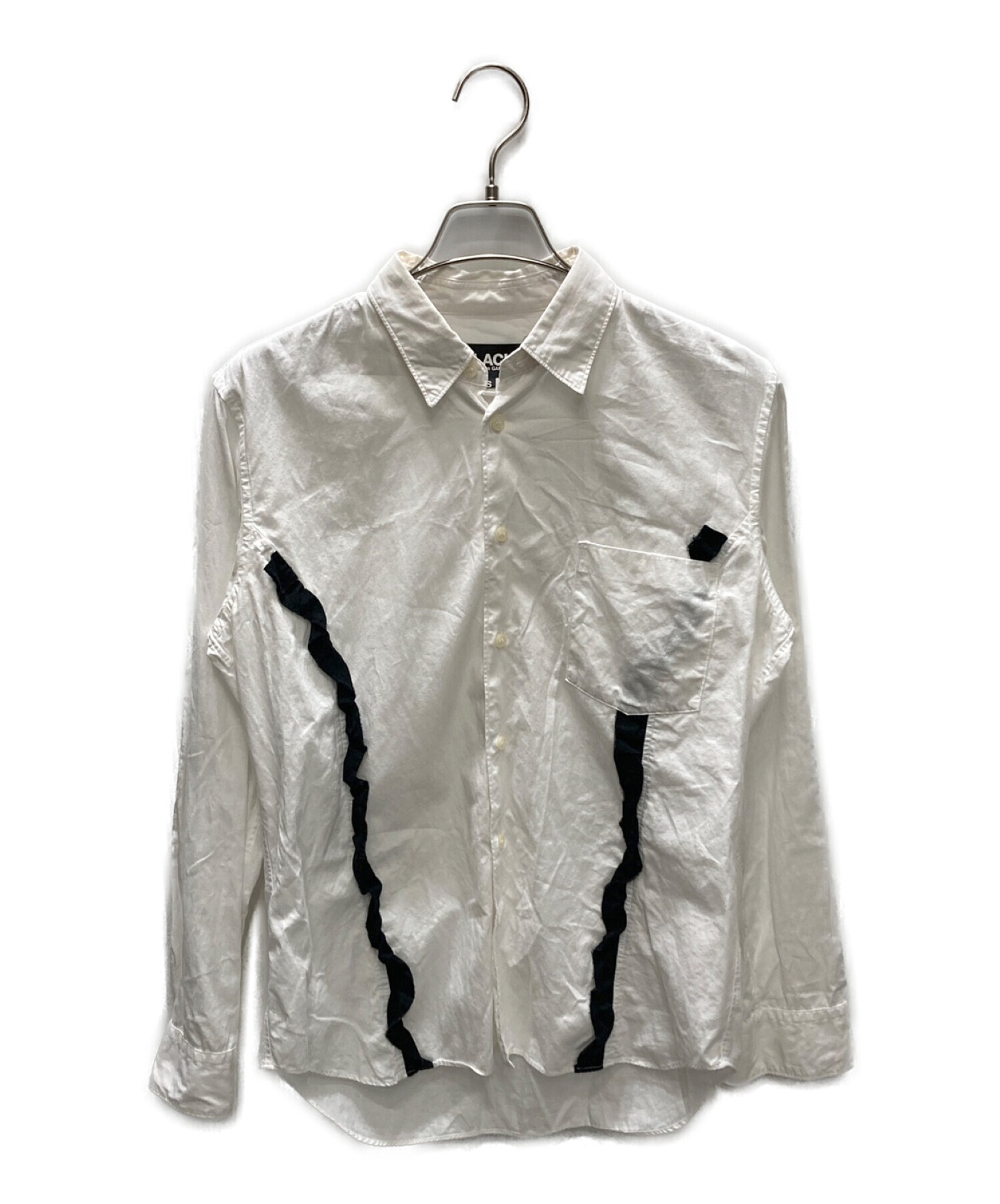 BLACK COMME des GARCONS (ブラック コムデギャルソン) デザインシャツ ホワイト×ブラック サイズ:S