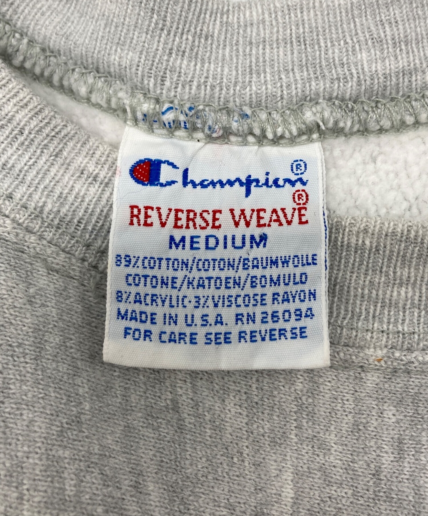 中古・古着通販】Champion REVERSE WEAVE (チャンピオンリバースウィーブ) 90's プリントスウェット グレー  サイズ:M｜ブランド・古着通販 トレファク公式【TREFAC FASHION】スマホサイト