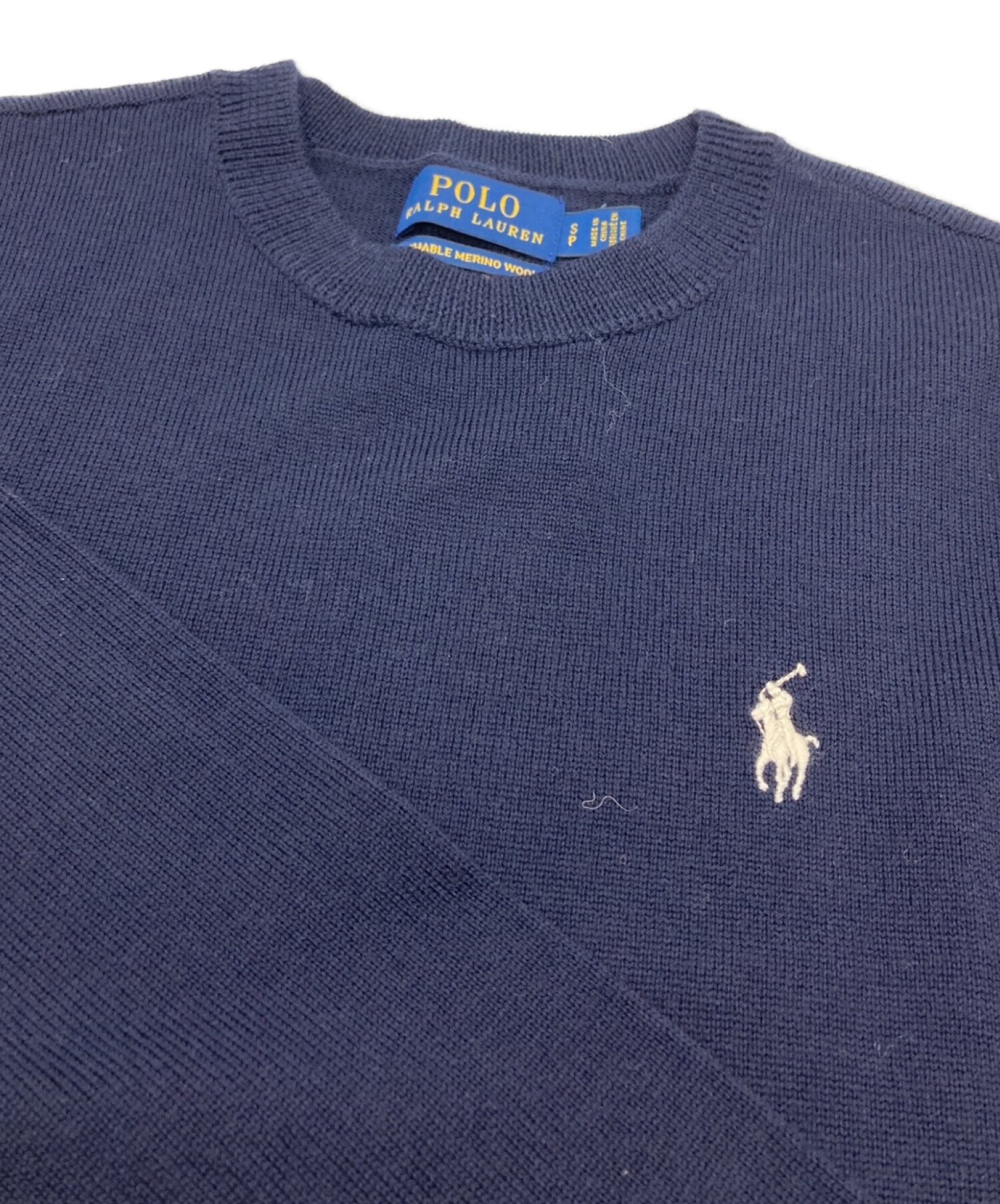 POLO RALPH LAUREN (ポロ・ラルフローレン) ウォッシャブルメリノウールニット ネイビー サイズ:S 未使用品