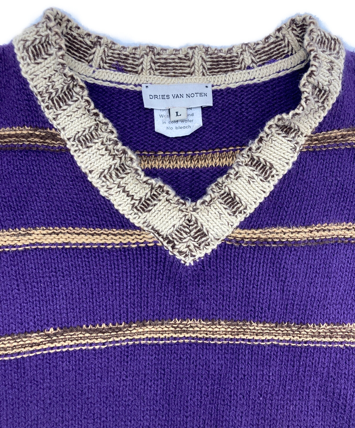 中古・古着通販】DRIES VAN NOTEN (ドリスヴァンノッテン) ボーダーニット パープル サイズ:L｜ブランド・古着通販  トレファク公式【TREFAC FASHION】スマホサイト