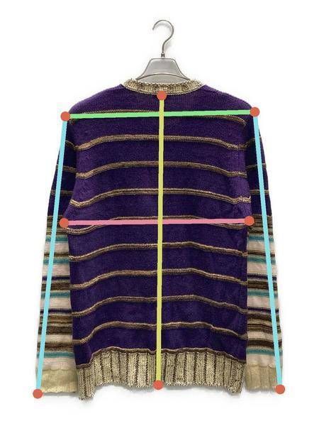 中古・古着通販】DRIES VAN NOTEN (ドリスヴァンノッテン) ボーダーニット パープル サイズ:L｜ブランド・古着通販  トレファク公式【TREFAC FASHION】スマホサイト