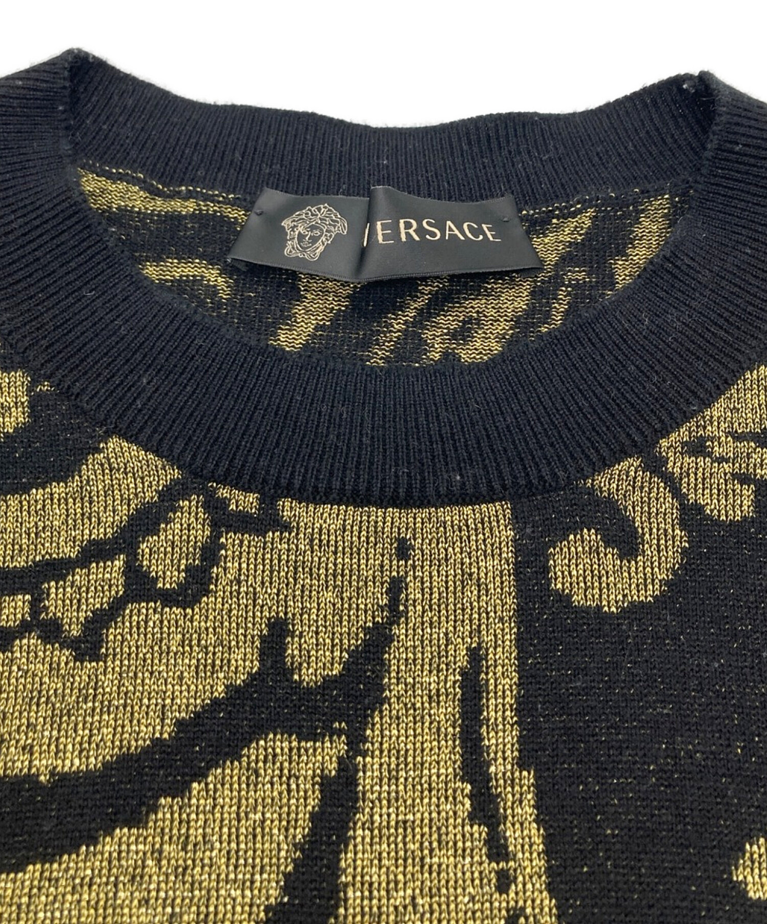 中古・古着通販】VERSACE (ヴェルサーチェ) 総柄ニット ブラック