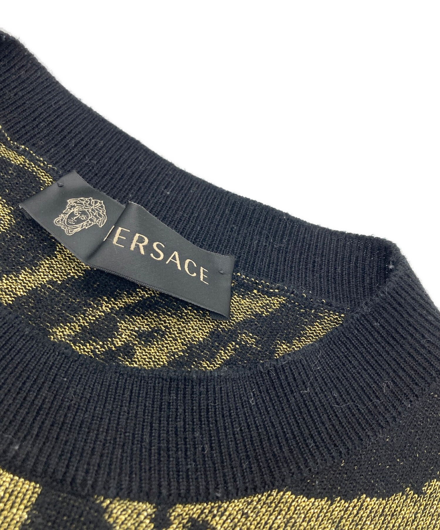 中古・古着通販】VERSACE (ヴェルサーチェ) 総柄ニット ブラック