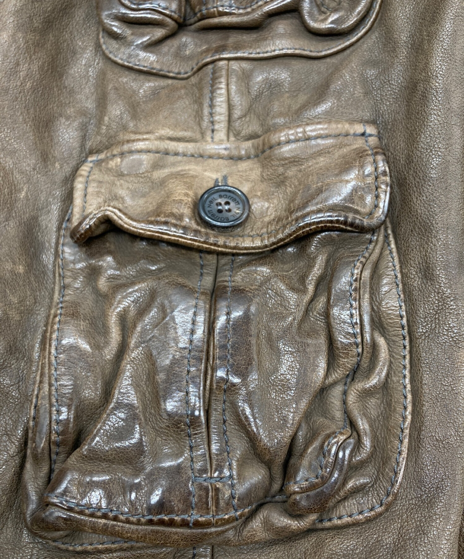 NEIL BARRETT (ニールバレット) レザージャケット ブラウン サイズ:M