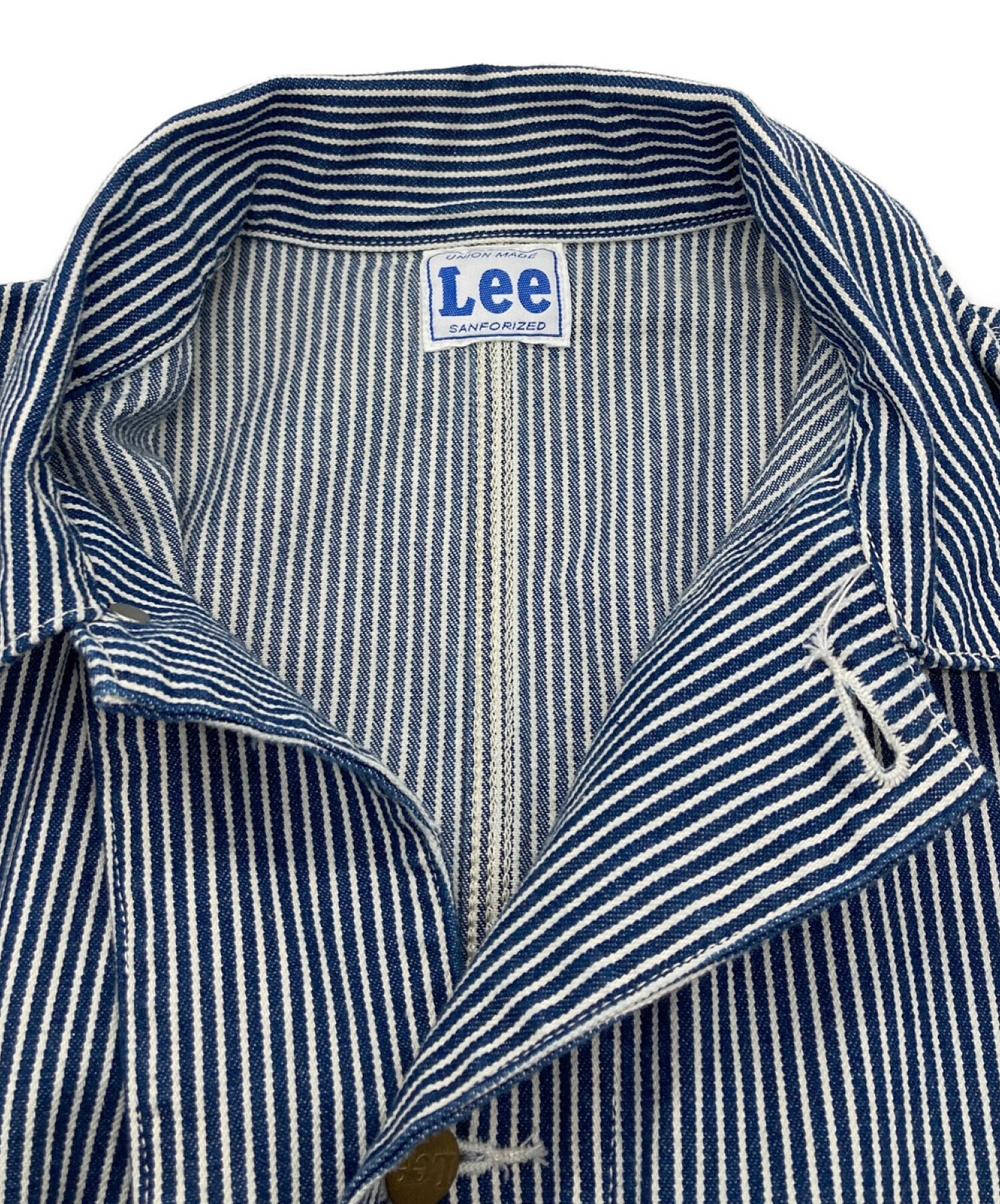 中古・古着通販】LEE (リー) ヒッコリーカバーオール ホワイト×ブルー