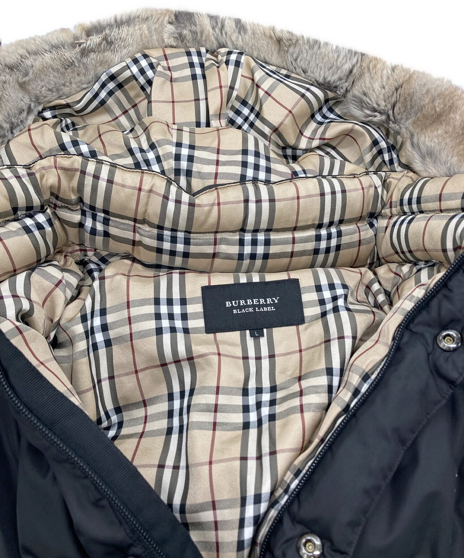 中古・古着通販】BURBERRY BLACK LABEL (バーバリーブラックレーベル) ラビットファー付ホワイトグースダウンジャケット ブラック  サイズ:L｜ブランド・古着通販 トレファク公式【TREFAC FASHION】スマホサイト