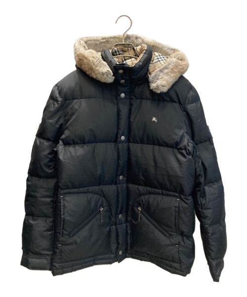 【中古・古着通販】BURBERRY BLACK LABEL (バーバリーブラックレーベル) ラビットファー付ホワイトグースダウンジャケット ブラック  サイズ:L｜ブランド・古着通販 トレファク公式【TREFAC FASHION】スマホサイト