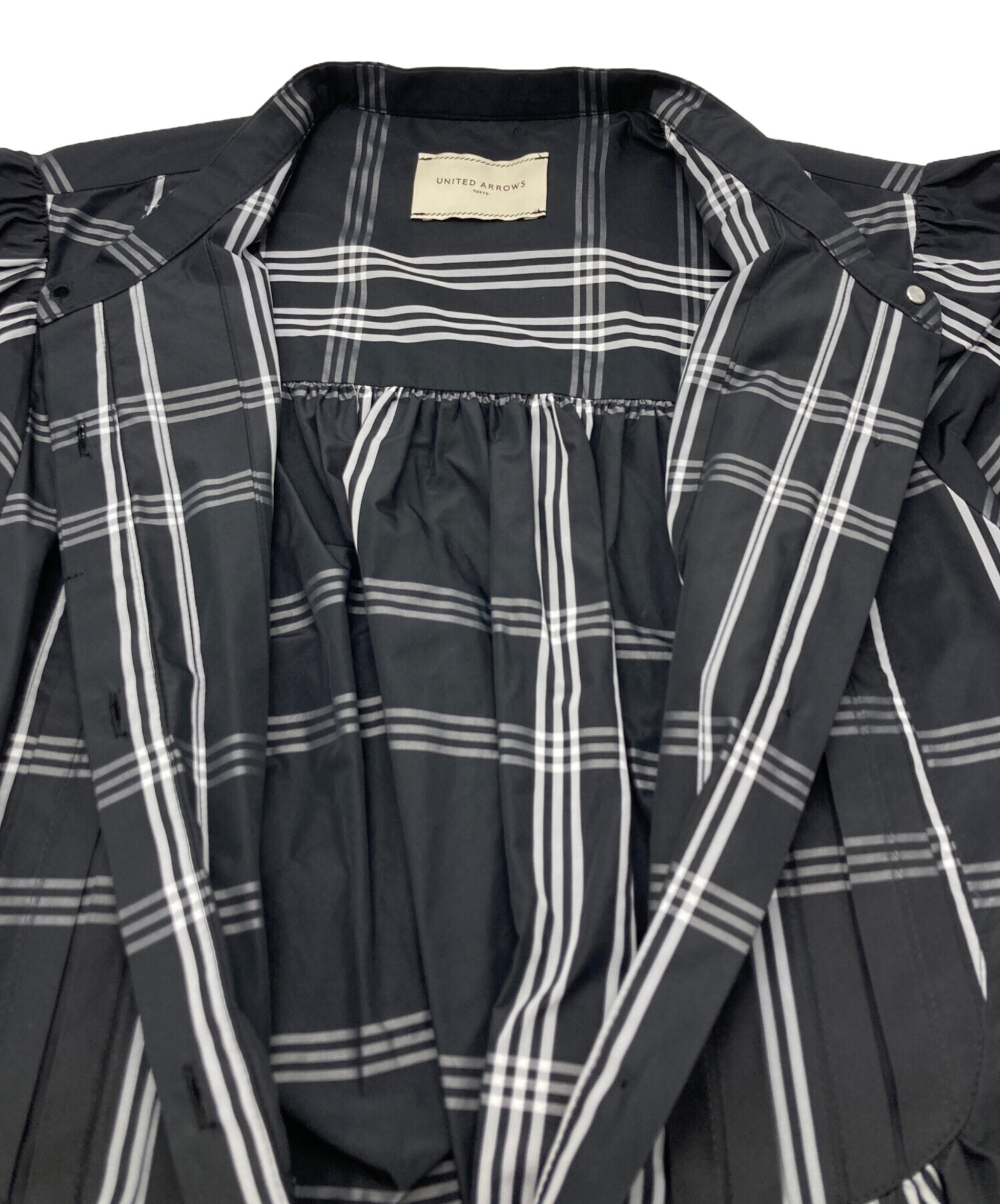 中古・古着通販】UNITED ARROWS TOKYO (ユナイテッドアローズトウキョウ) チェックタフタピンタックワンピース ブラック  サイズ:表記なし｜ブランド・古着通販 トレファク公式【TREFAC FASHION】スマホサイト