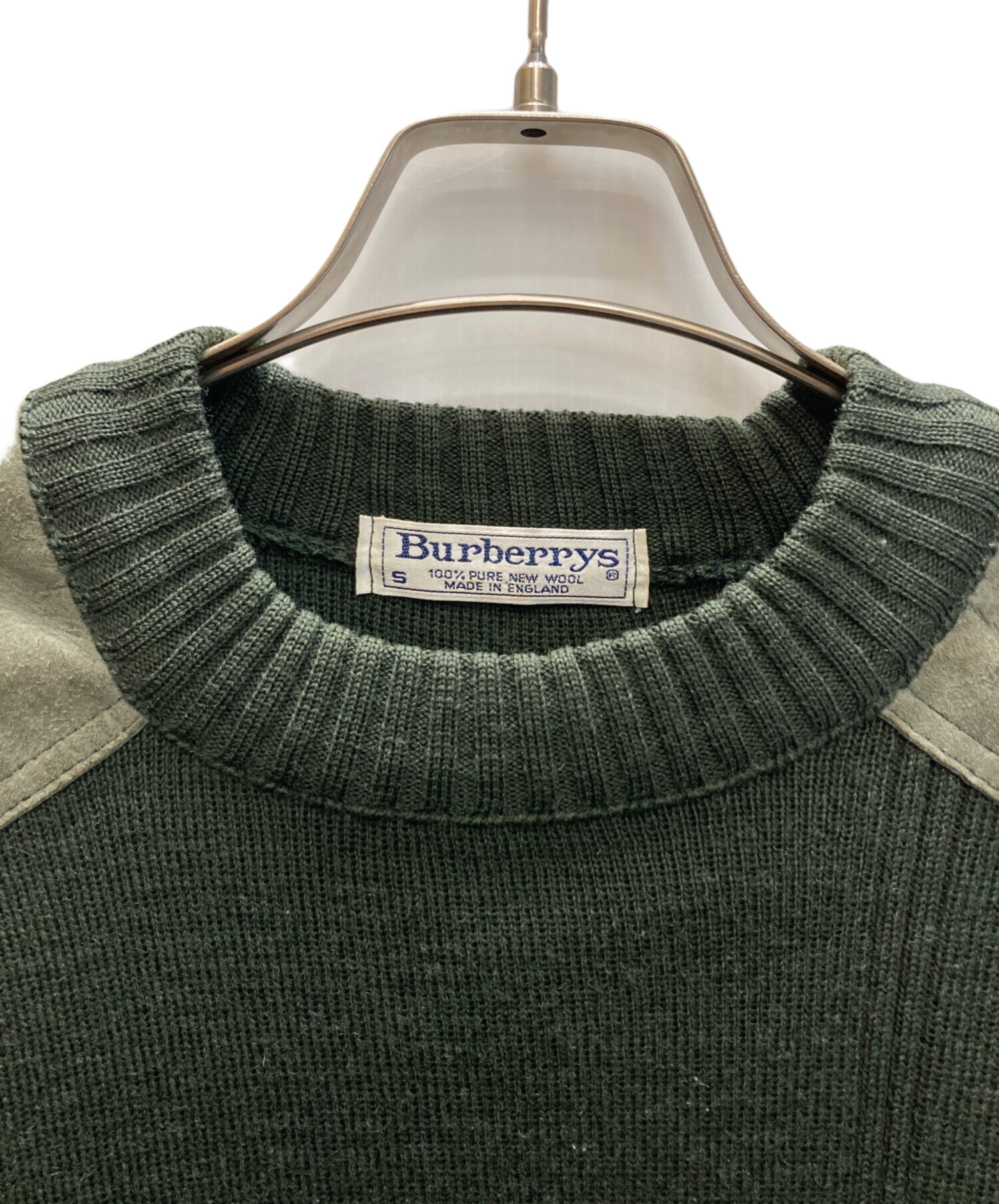 Burberry's (バーバリーズ) 90's エルボーパッチハンティングニット グリーン サイズ:S