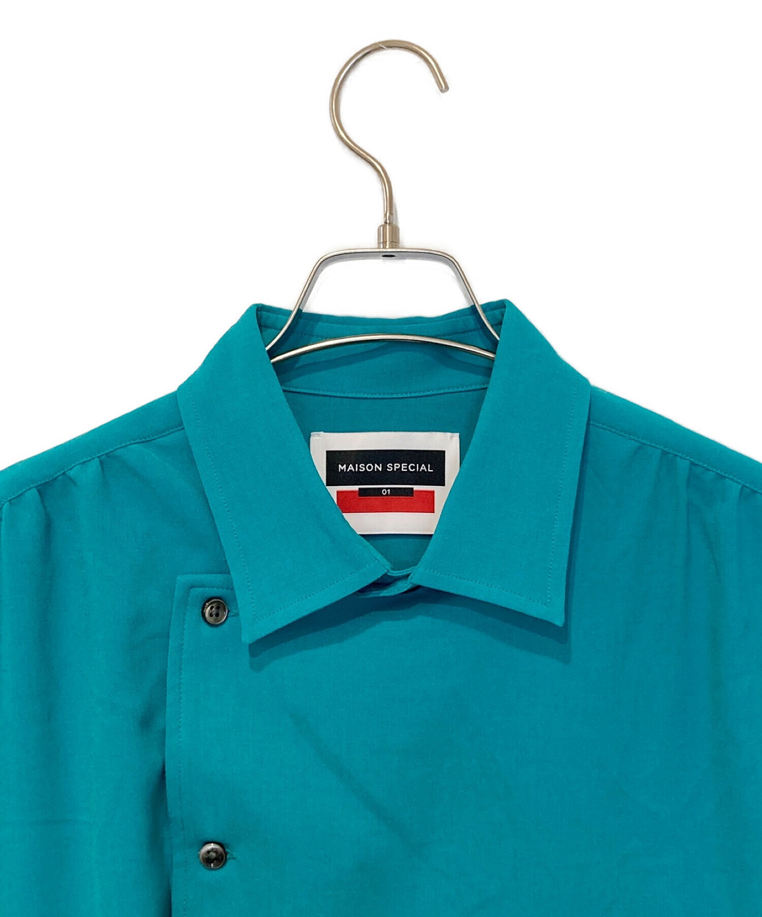 MAISON SPECIAL (メゾンスペシャル) プライムオーバーセミダブルシャーリングショートスリーブシャツ ブルー サイズ:1