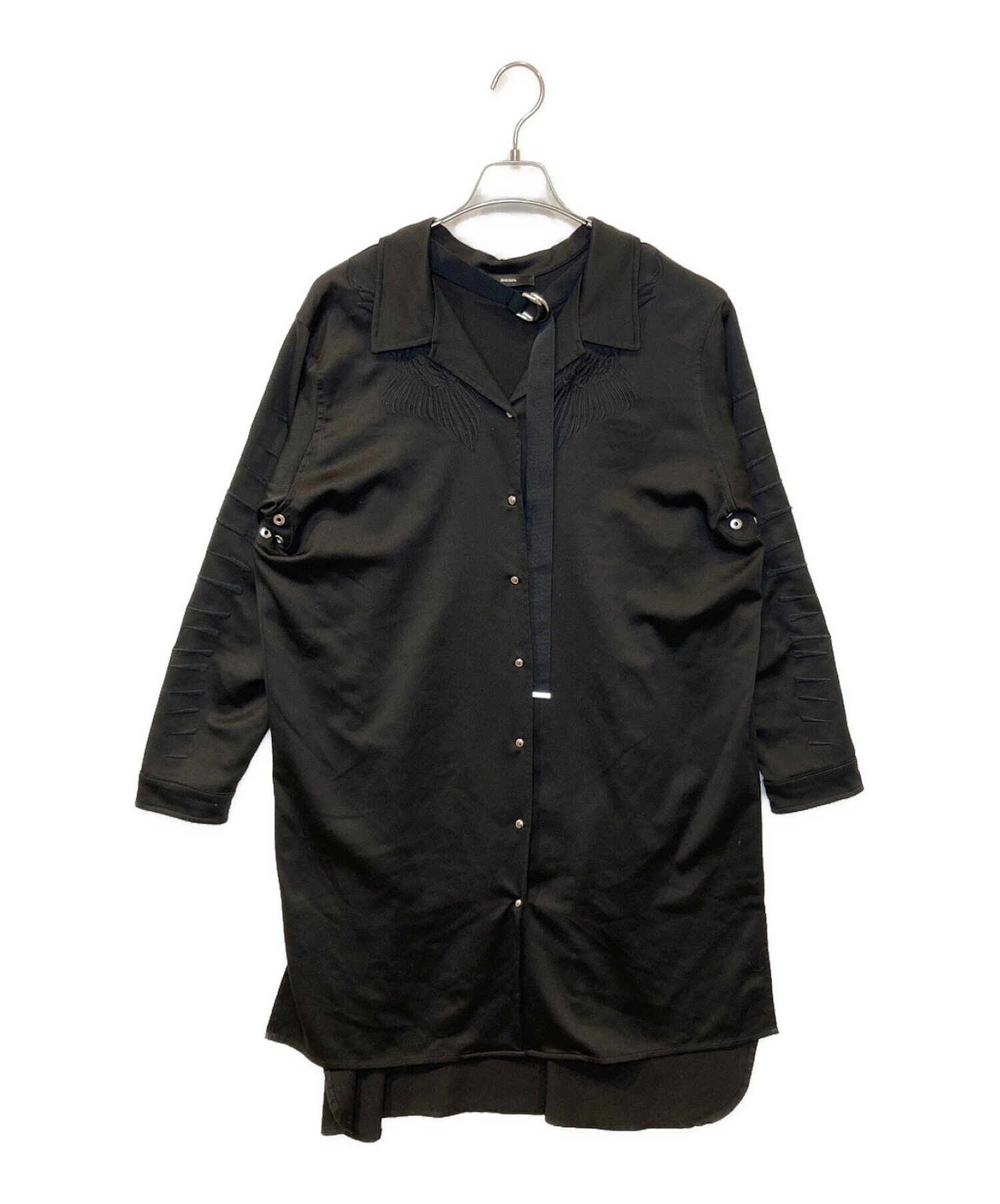 DIESEL (ディーゼル) ロングテール刺繍シャツ ブラック サイズ:XS