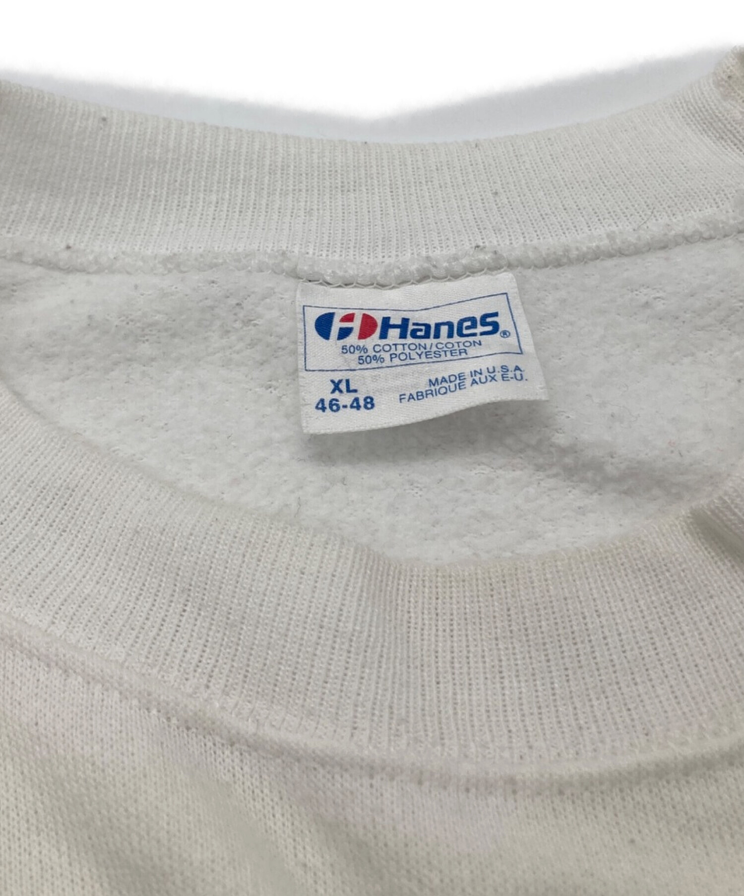 Hanes (ヘインズ) 80'sカレッジロゴスウェット ホワイト サイズ:XL