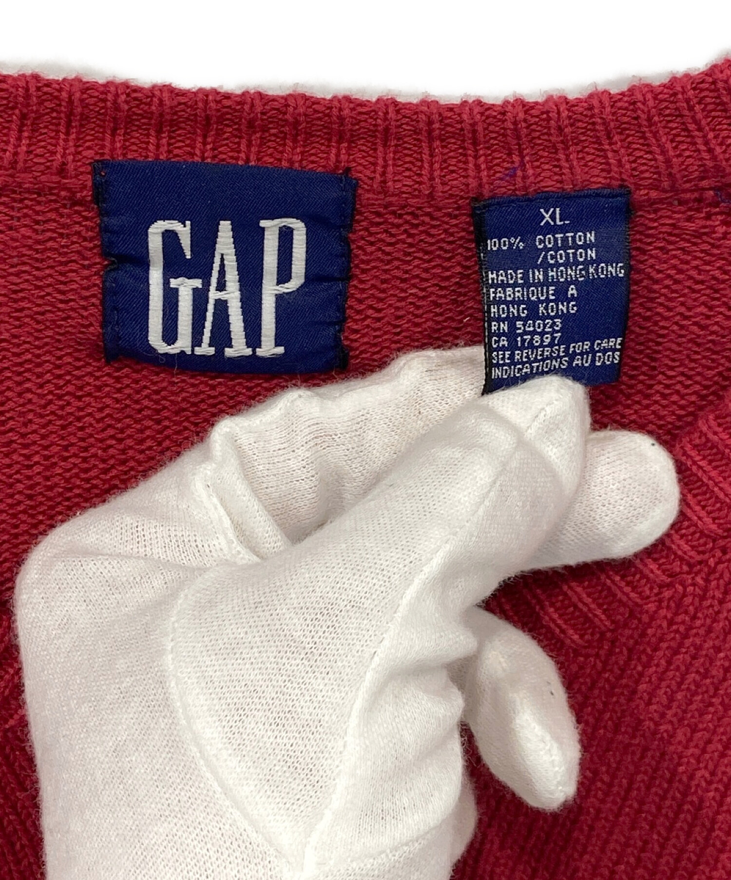 GAP (ギャップ) 【古着】コットンVネックニット レッド サイズ:XL