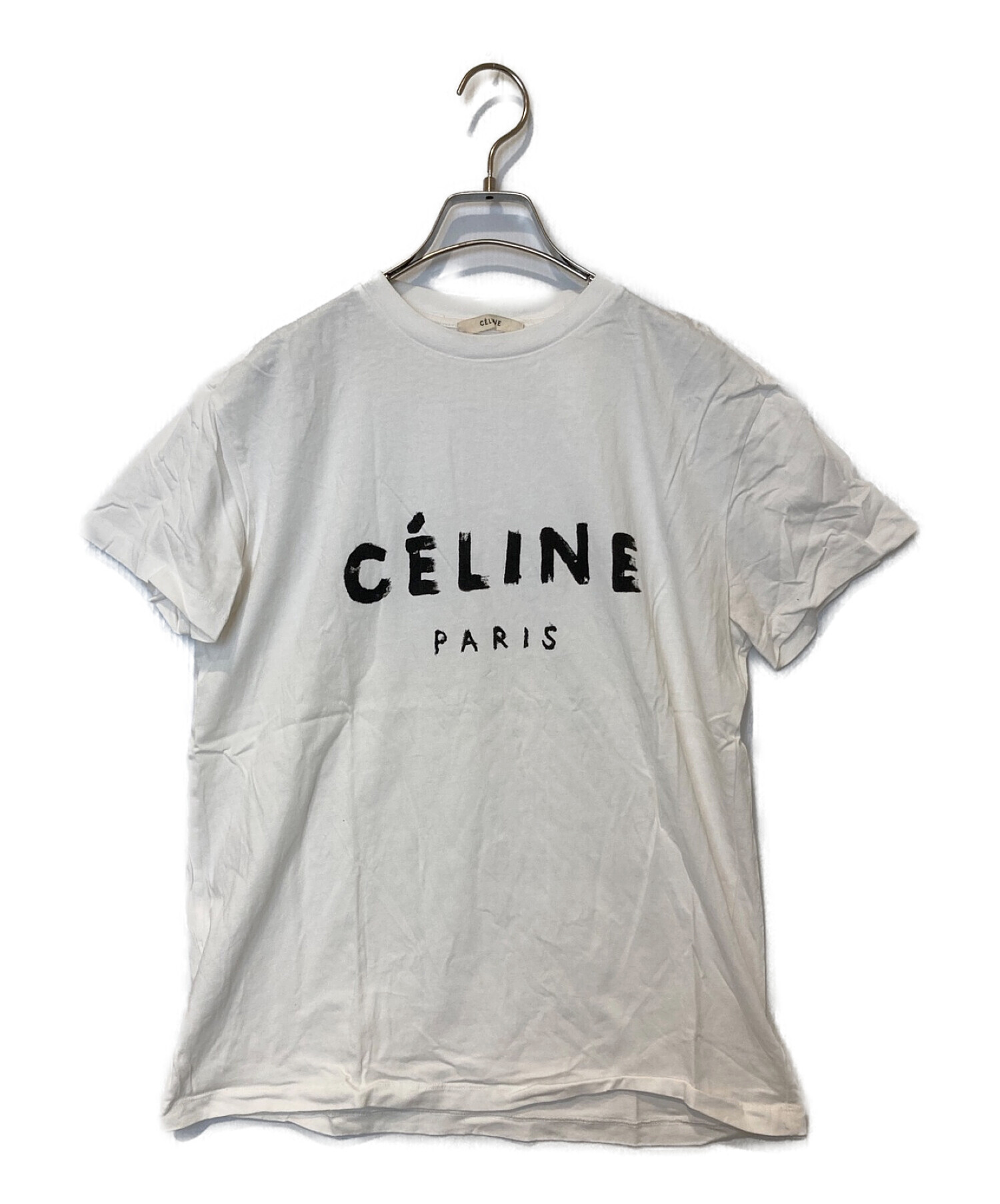 トップスCELINE セリーヌ Tシャツ ロゴ ホワイト 白 レディース Sサイズ
