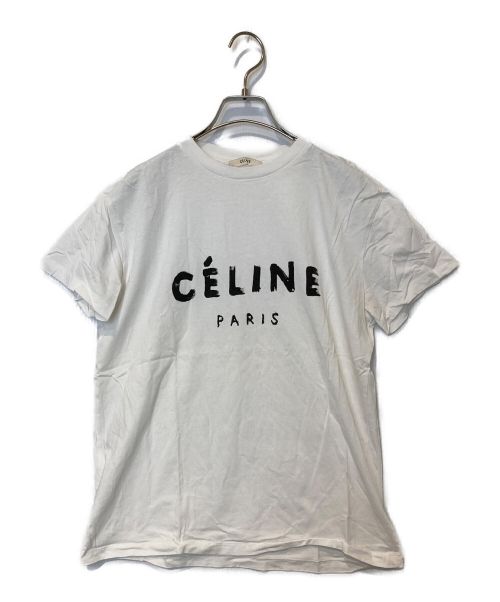 ホワイト×ゴールド【美品】完売品 セリーヌ CELINE ゴールドロゴ刺繍 Tシャツ M