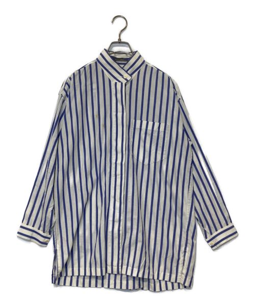 ISSEY MIYAKE Luster Shirt IM23FJ021 イッセイミヤケ ラスターシャツ 長袖シャツ スタンドカラーシャツ サテン素材 セージ サイズ2 【221111】【-A】【me04】