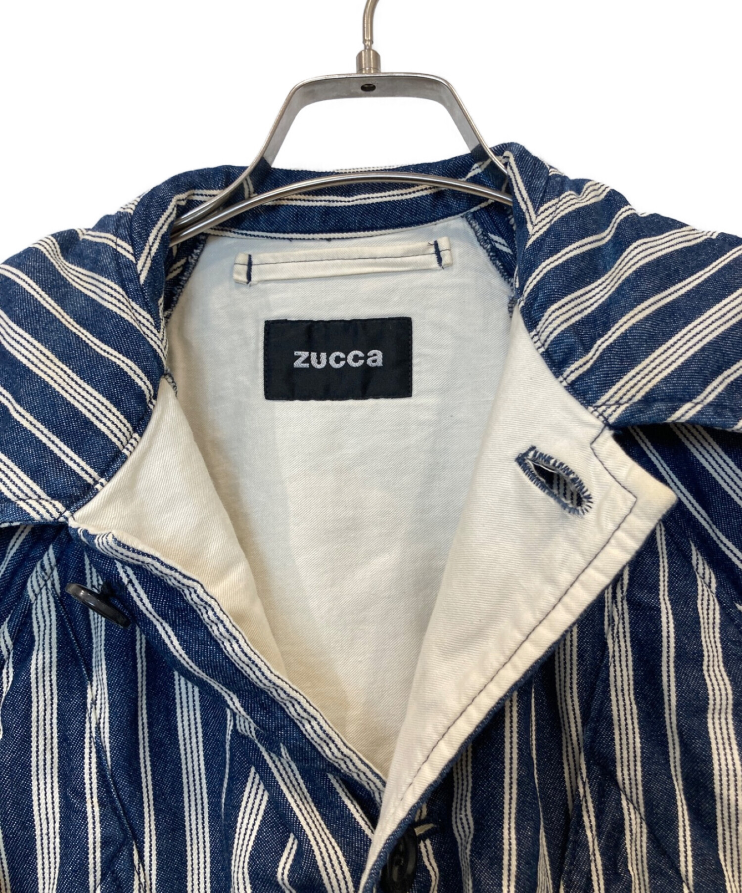 中古・古着通販】ZUCCA (ズッカ) ヒッコリーストライプPコート ブルー