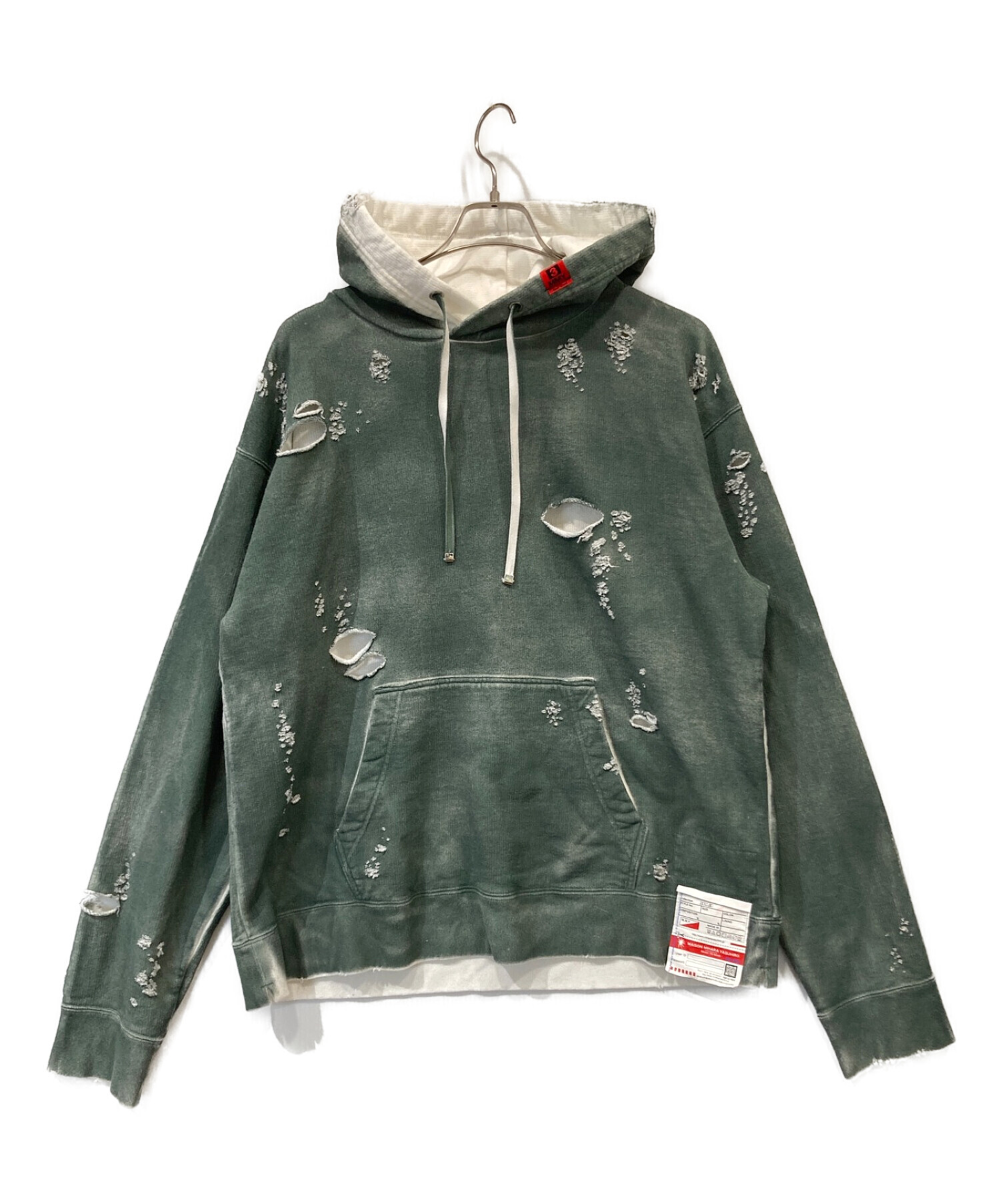 Maison MIHARA YASUHIRO (メゾン ミハラ ヤスヒロ) オーバースプレイドフーディー - Over Sprayed Hoodie  グリーン サイズ:48