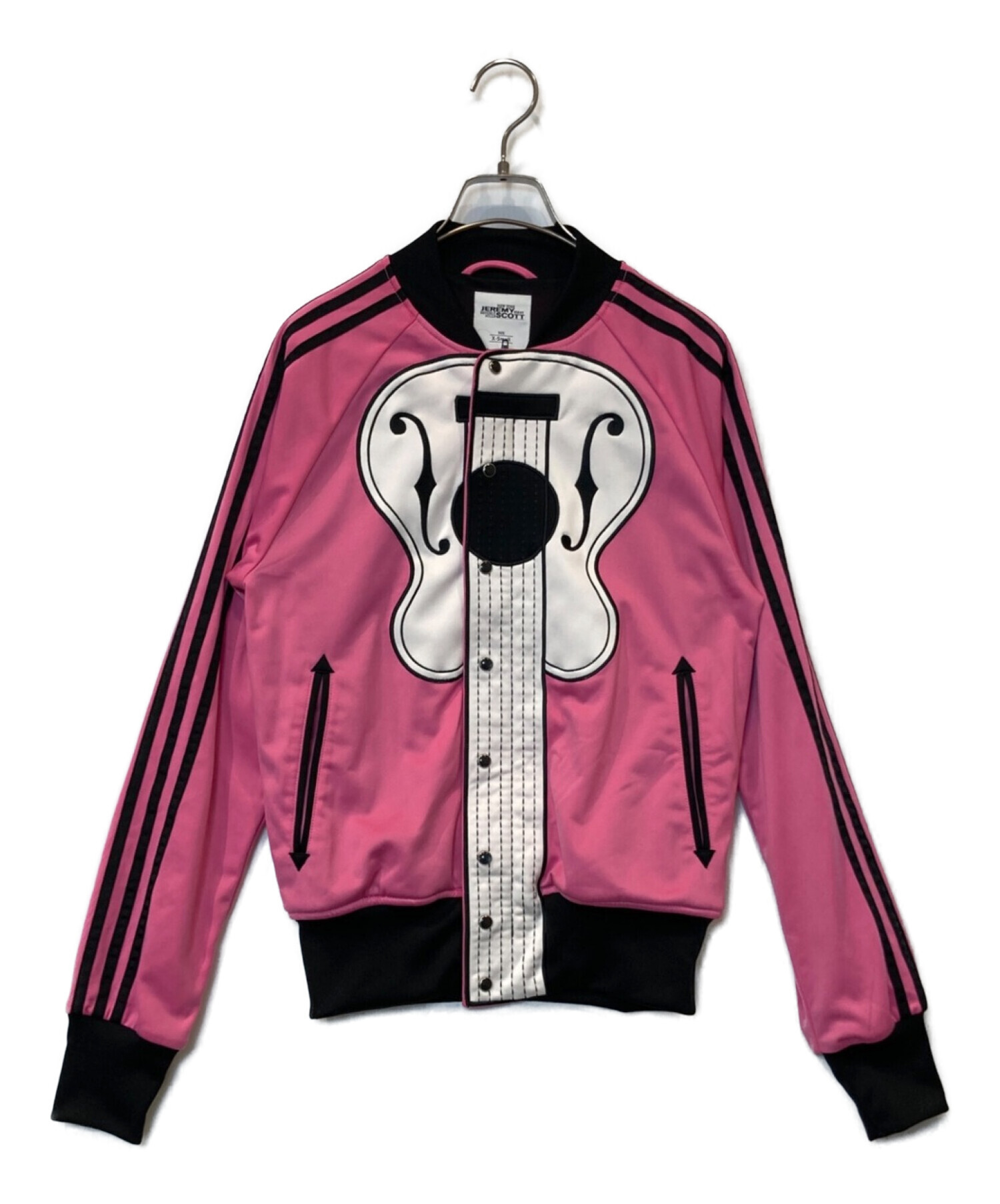 adidas (アディダス) JEREMY SCOTT (ジェレミースコット) コラボギター柄トラックジャケット ピンク サイズ:XS