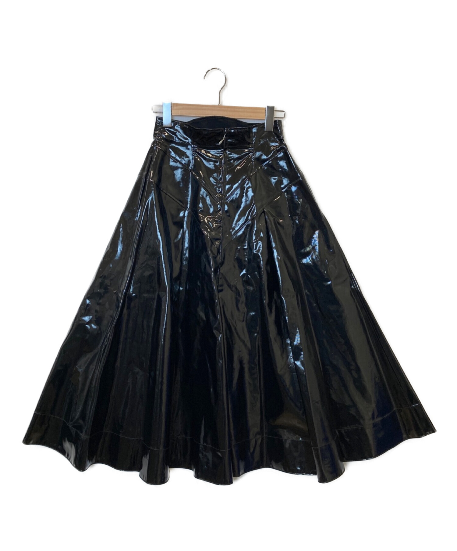 FETICO (フェティコ) Flared Faux Leather Midi Skirt ブラック サイズ:2