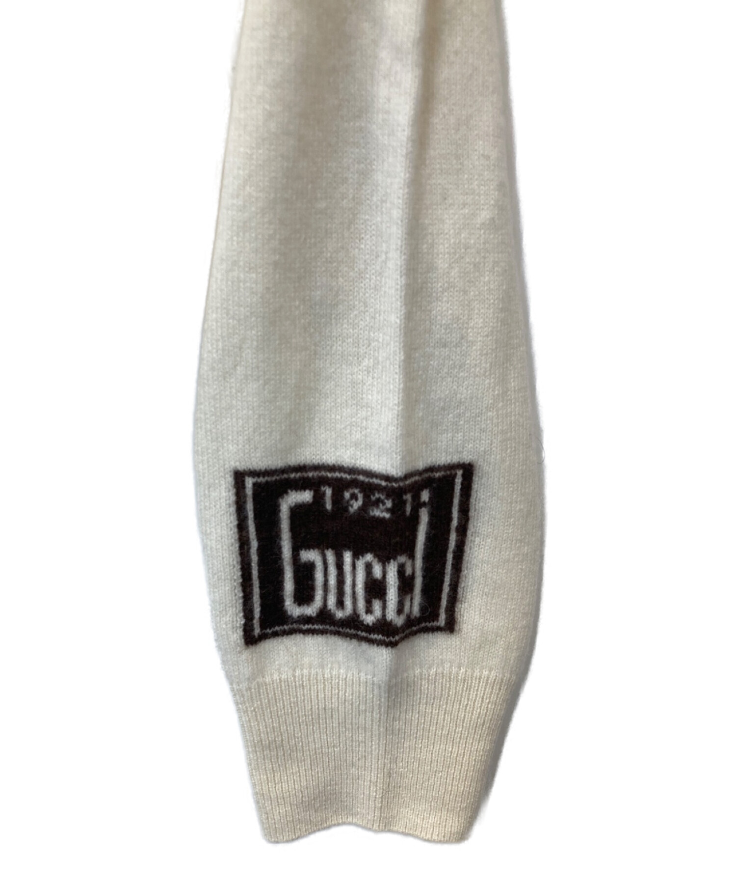 中古・古着通販】GUCCI (グッチ) 袖ロゴカシミヤニット アイボリー