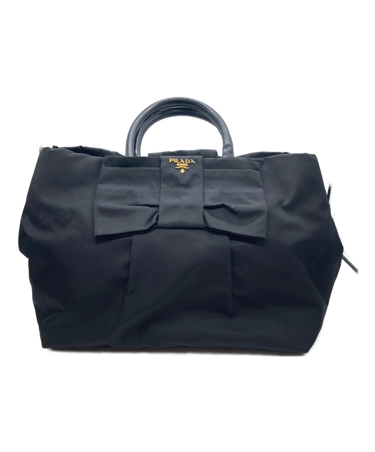 中古・古着通販】PRADA (プラダ) リボンハンドバッグ ブラック ...