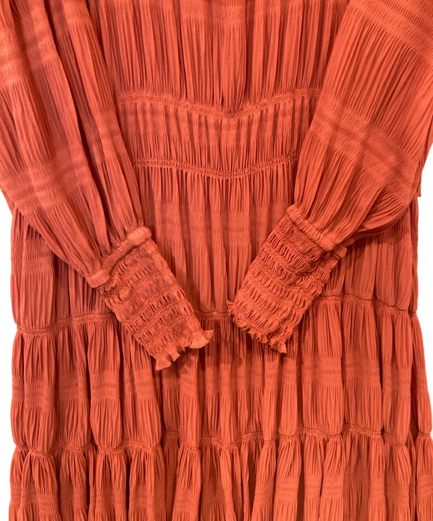 中古・古着通販】AMERI (アメリ) SHIRRING PLEATS DRESS レッド サイズ