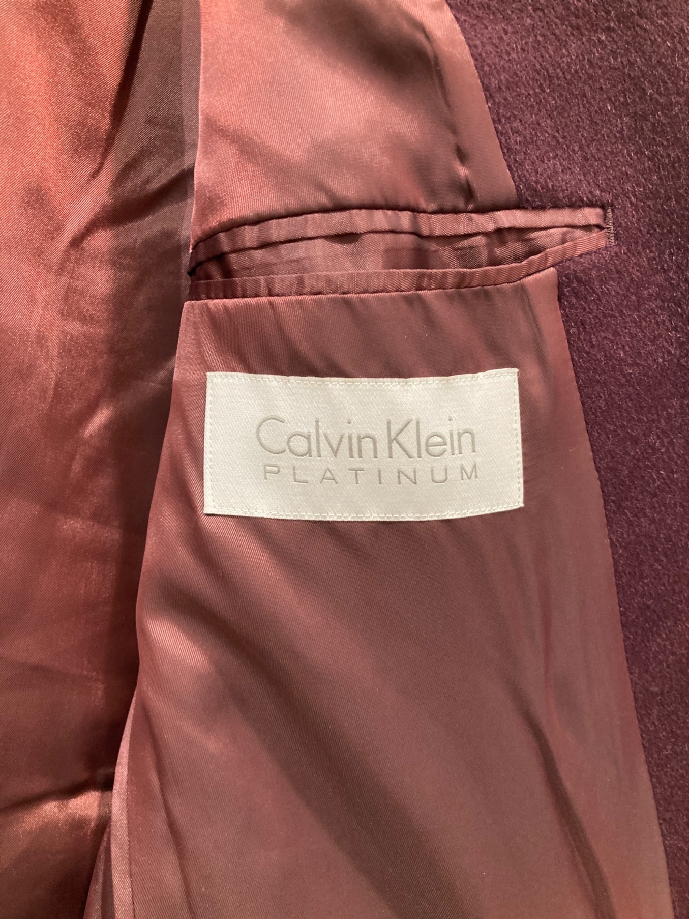 中古・古着通販】Calvin Klein platinum (カルバンクラインプラチナム) チェスターコート ワインレッド サイズ:38｜ブランド・古着通販  トレファク公式【TREFAC FASHION】スマホサイト