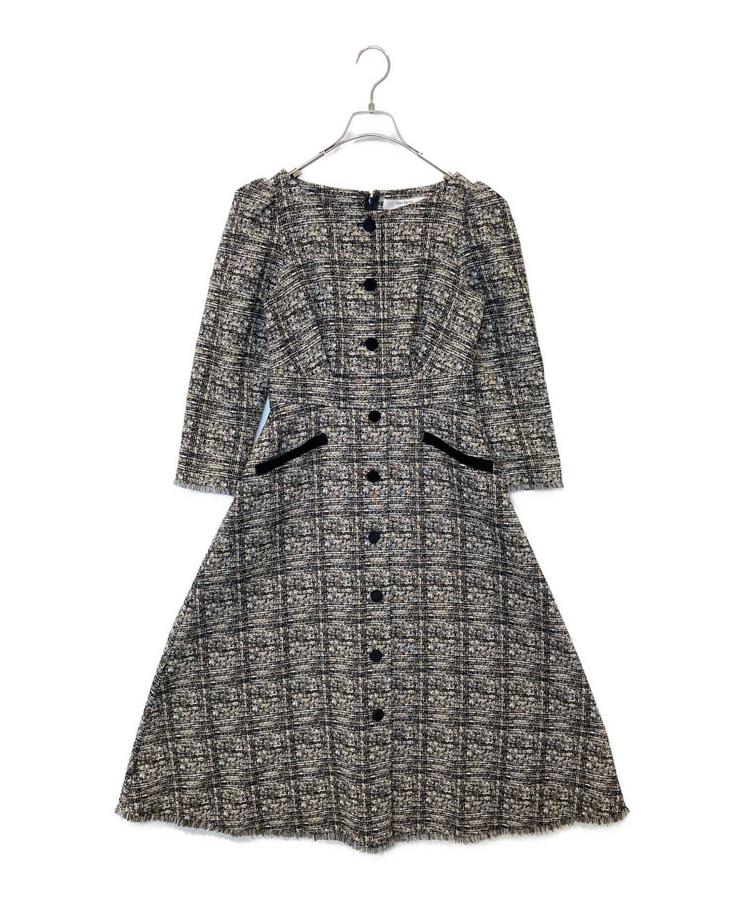 HER LIP TO (ハーリップトゥ) Classic Tweed Midi Dress ブラック サイズ:M