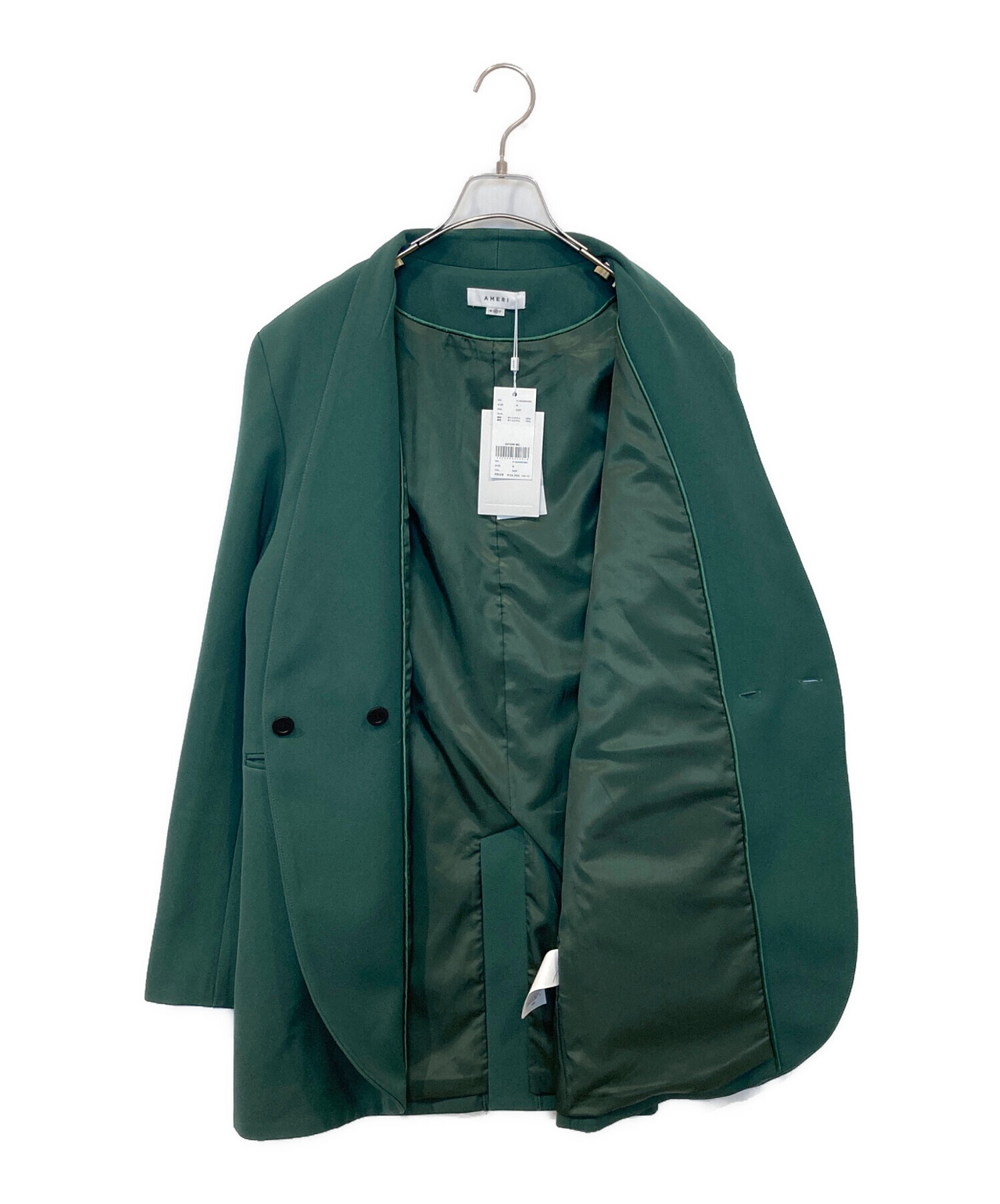 中古・古着通販】AMeLIE (アメリ) ESSENTIAL CURVE COLLAR JACKET グリーン サイズ:M 未使用品｜ブランド・古着通販  トレファク公式【TREFAC FASHION】スマホサイト