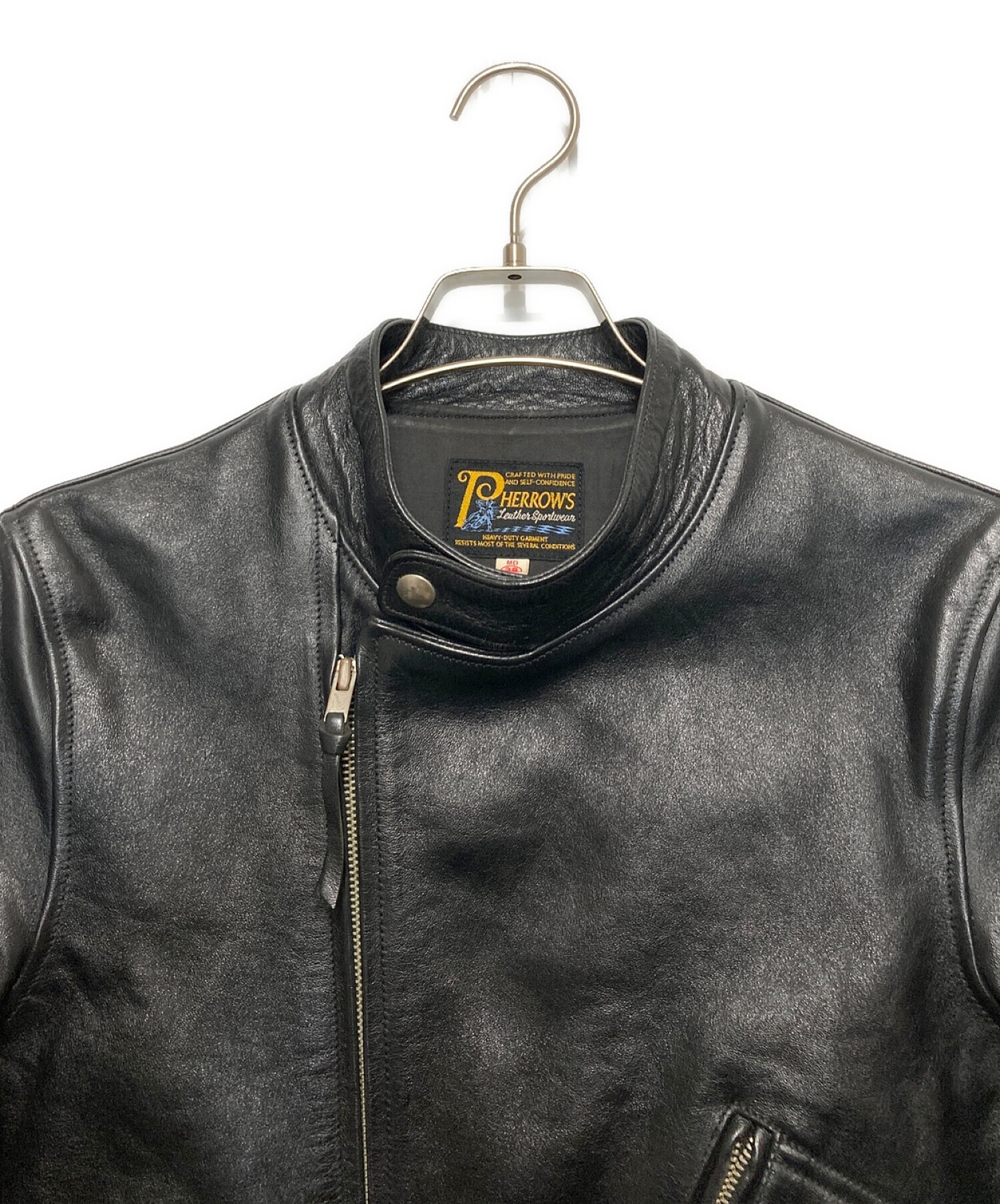Pherrow's (フェローズ) フェローズ ホースハイド モーターサイクルジャケット ブラック サイズ:38