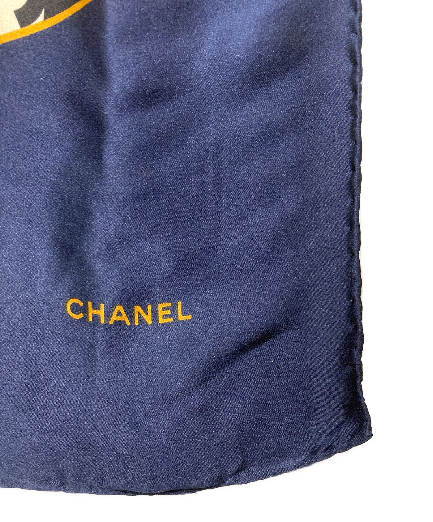 中古・古着通販】CHANEL (シャネル) ココマークスカーフ ネイビー 