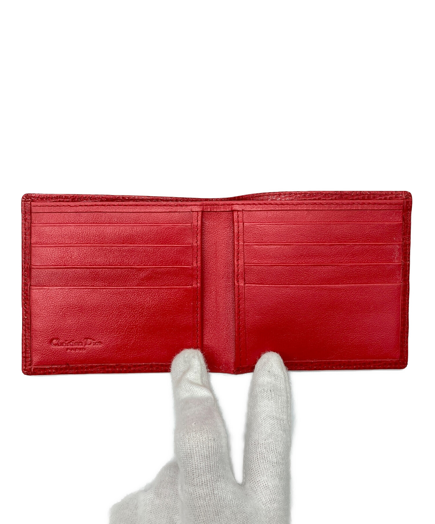 Christian Dior (クリスチャン ディオール) ヴィンテージ2つ折り財布 レッド