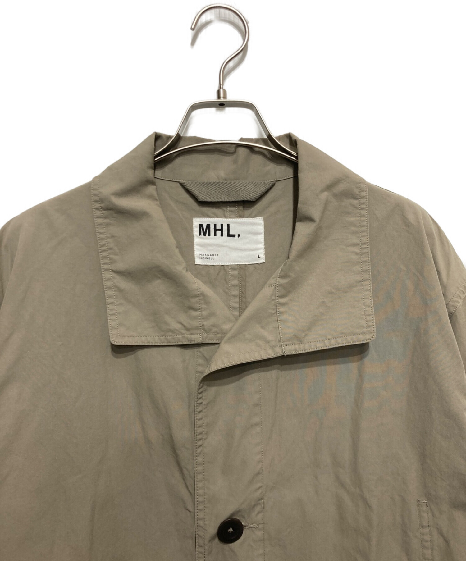 MHL (エムエイチエル) PROOFED COTTON POPLIN スタンドカラーコート グレー サイズ:L