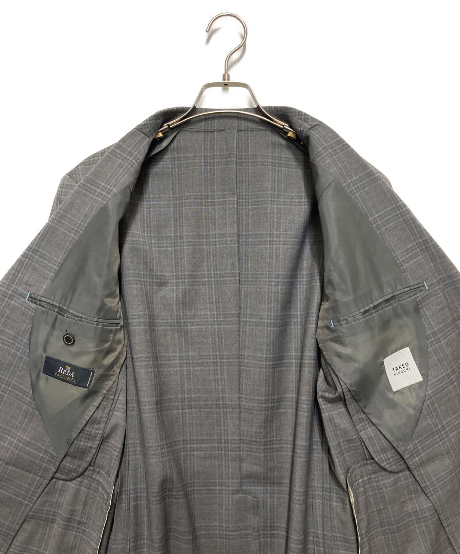 TAKEO KIKUCHI (タケオキクチ) グレンチェックテーラードジャケット グレー サイズ:SIZE2