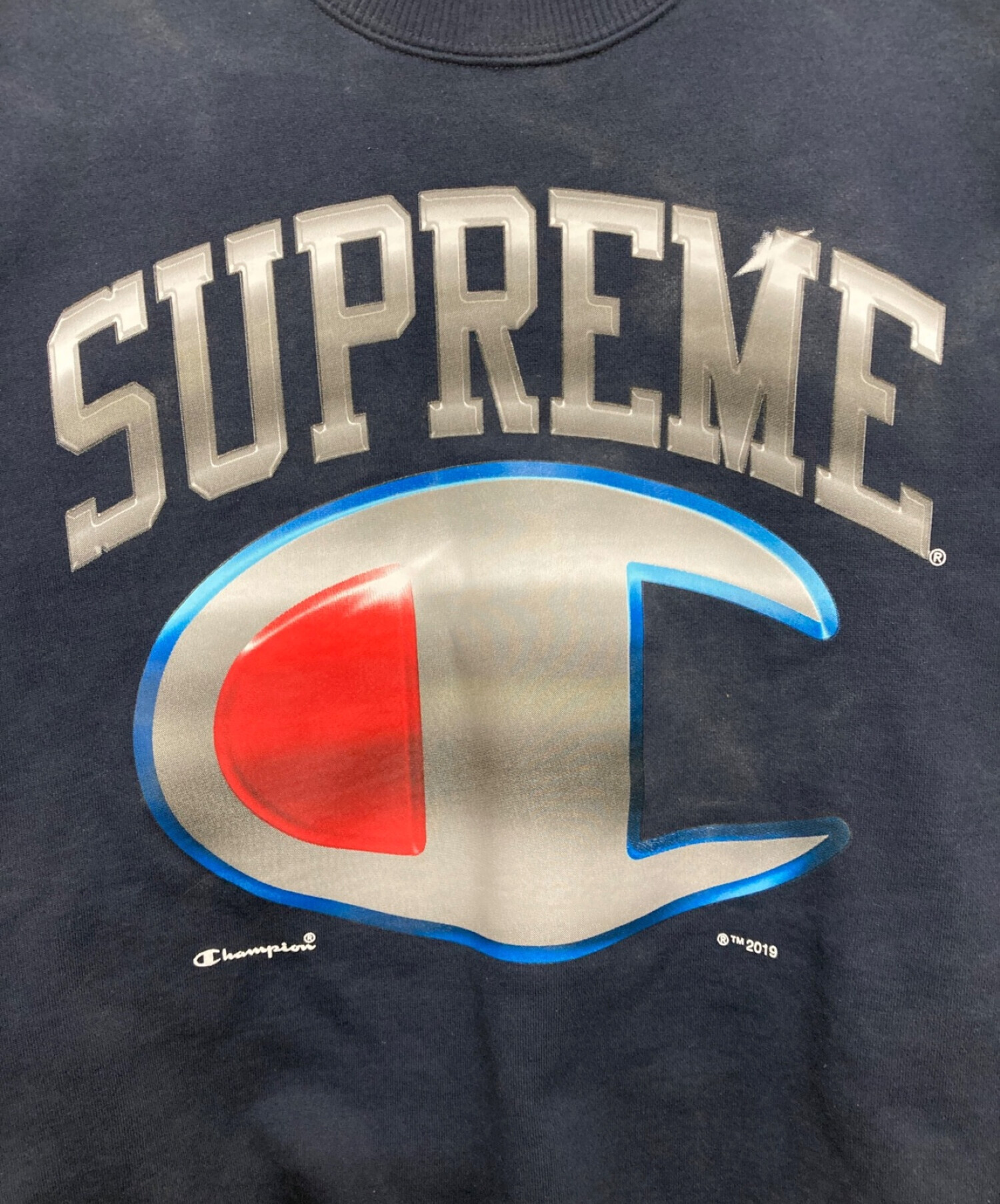 SUPREME (シュプリーム) Champion (チャンピオン) Chrome Crewneck ネイビー サイズ:M