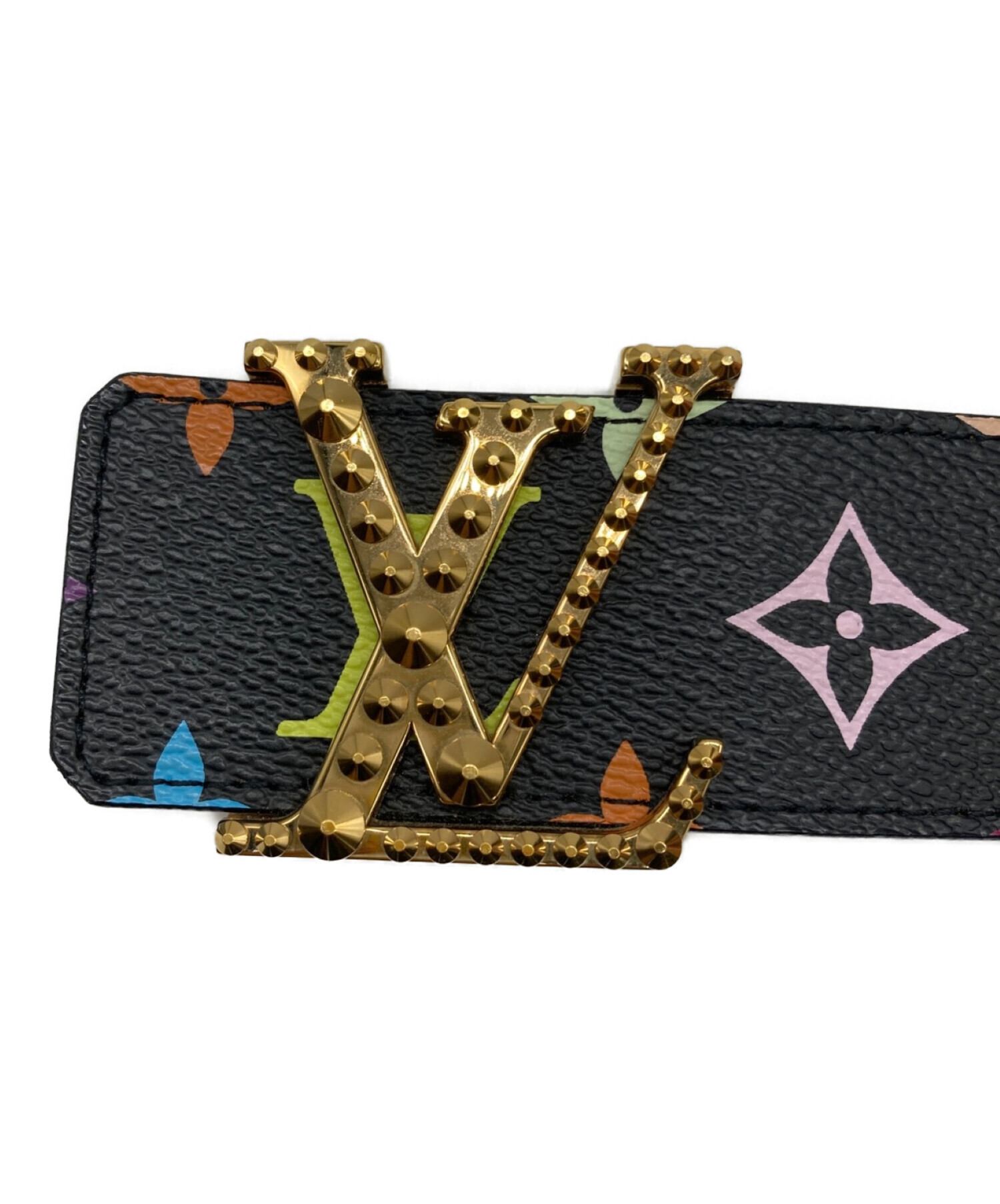 LOUIS VUITTON (ルイ ヴィトン) モノグラムマルチカラー サンチュールLV イニシャル スタッズ ベルト