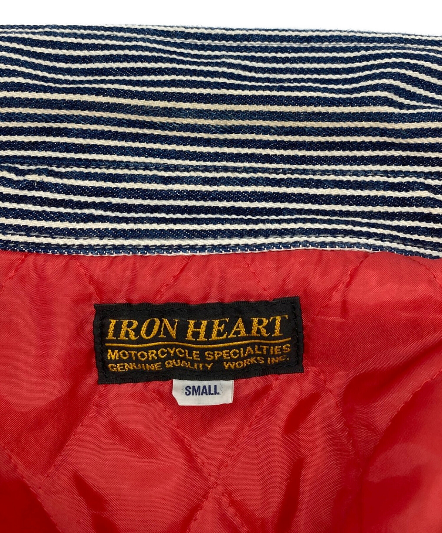 IRON HEART (アイアンハート) 裏地キルティングヒッコリーウエスタンシャツジャケット ホワイト×ブルー サイズ:S