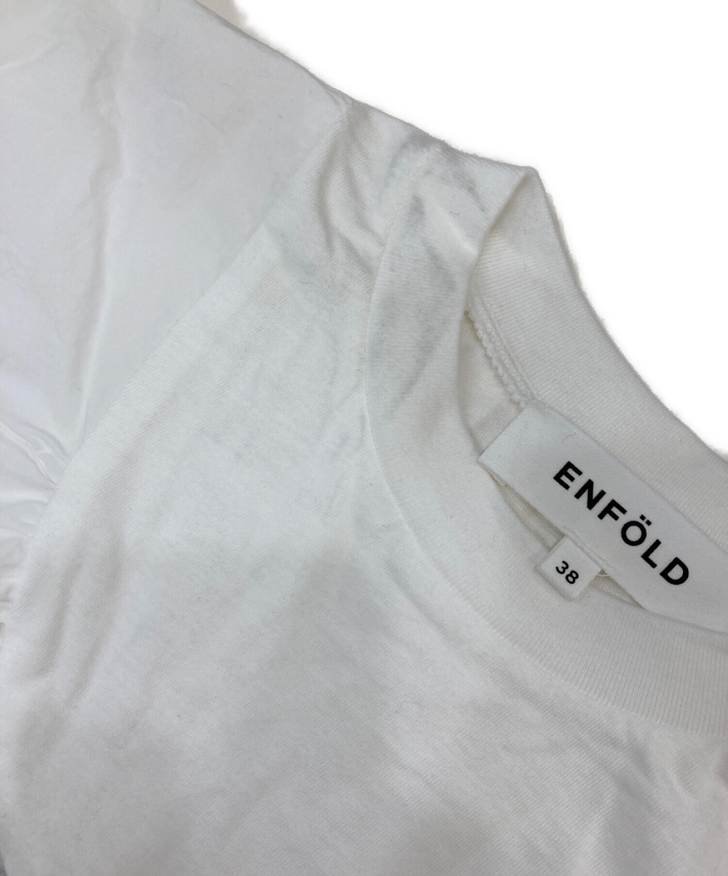 中古・古着通販】ENFOLD (エンフォルド) DRAPE FLARE BLOUSE ホワイト