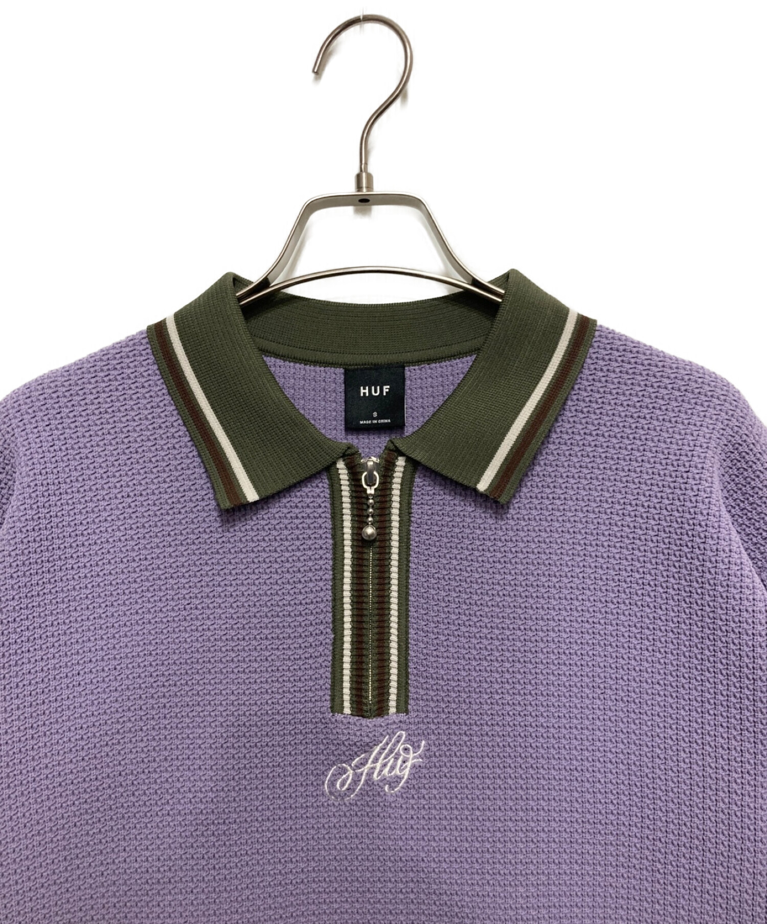 中古・古着通販】HUF (ハフ) CURSIVE SCRIPT ZIP POLO パープル サイズ