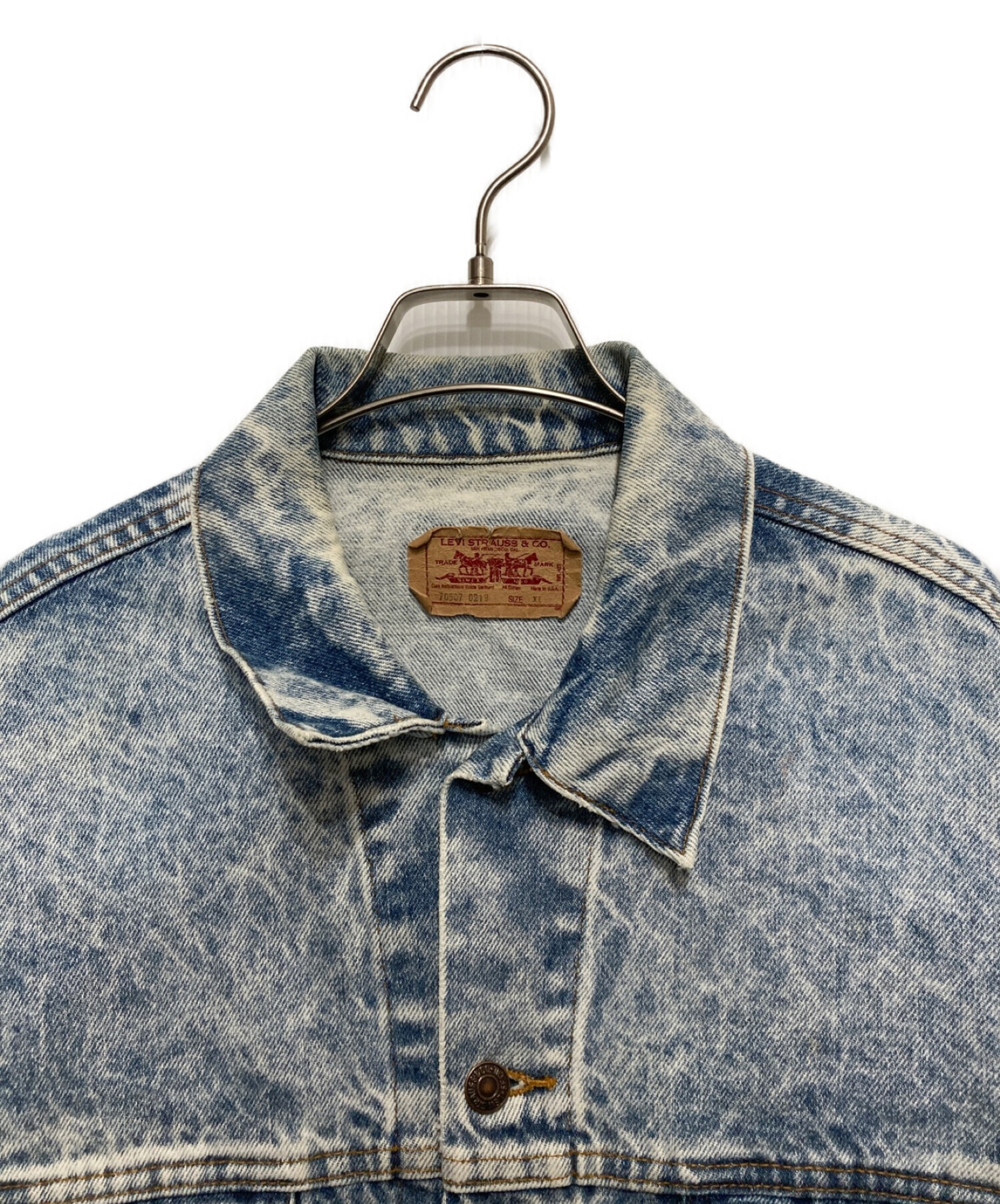 LEVI'S (リーバイス) ケミカルウォッシュ デニムジャケット スカイブルー サイズ:XL