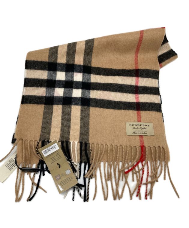 BURBERRY (バーバリー) チェック柄 ハート カシミヤマフラー　39937505 ベージュ 未使用品